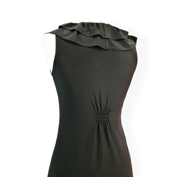 Tiana B. Ruffle V-Neck Collar Black Fit & Flare Dress Silhouette Extra Small XS - Picture 11 of 16